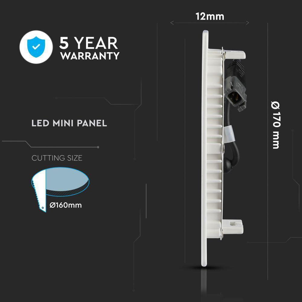 12W Panel LED, Chip SAMSUNG, Barwa:3000K, Okrągły, VTAC, SKU 712