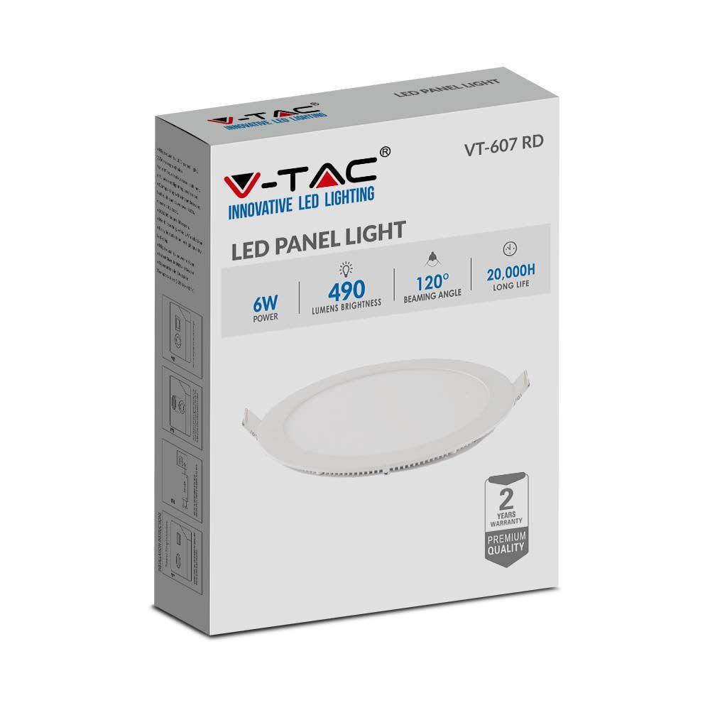 VT-607 6W LED PREMIUM PANEL 4000K ROUND