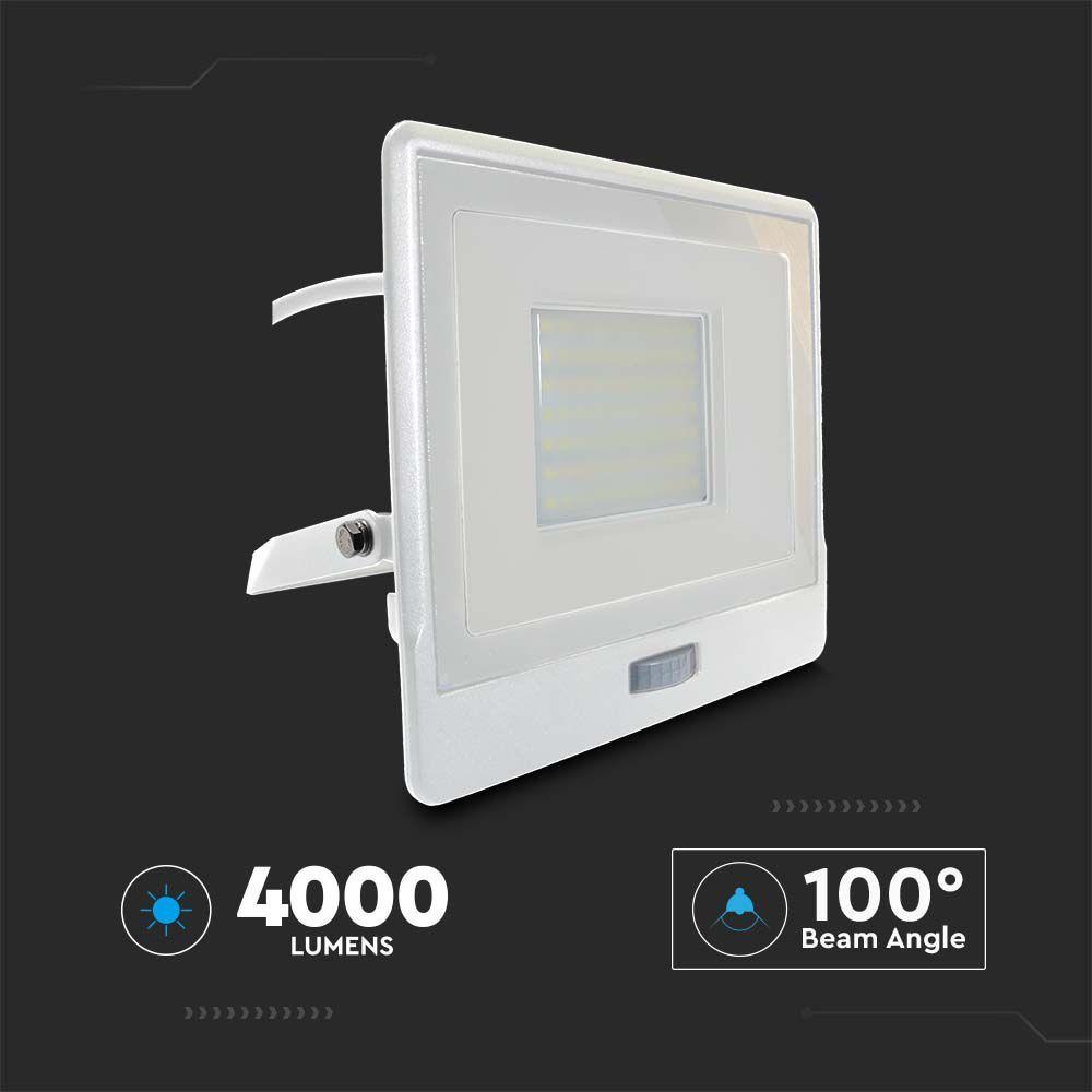 VT-158S-1 50W PIR SENSOR FLOODLIGHT SAMSUNG CHIP & 1M CABLE 6500K WHITE BODY