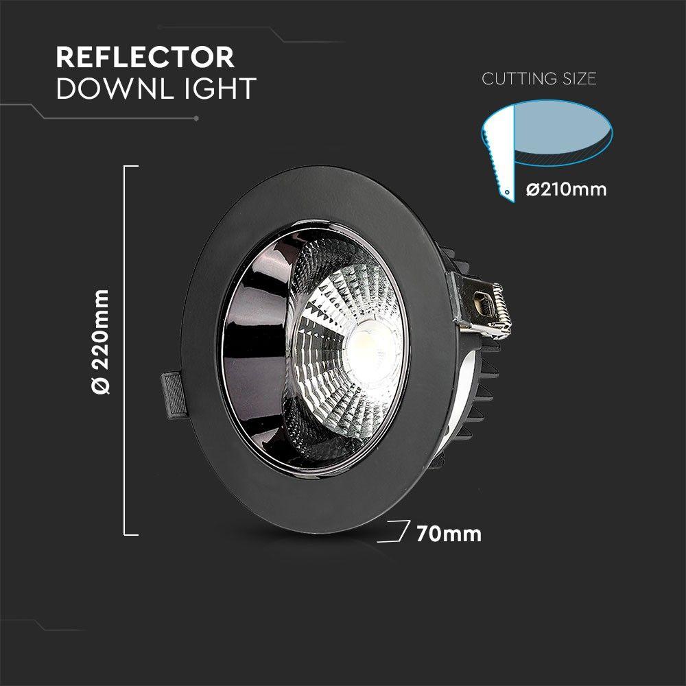 VT-2-33 30W LED REFLECTOR COB DOWNLIGHT SAMSUNG CHIP 3000K BLACK HOUSING