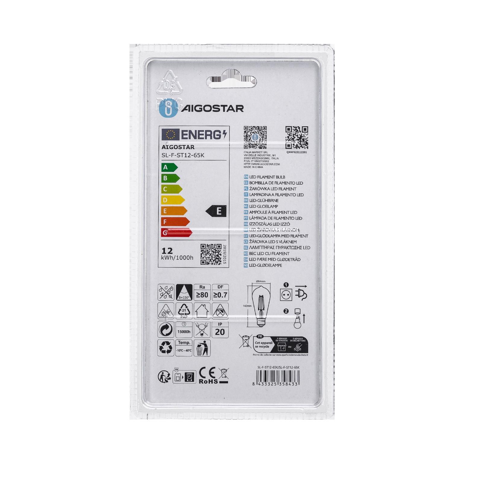 LED Filament Bulb (Clear) ST64 E27 12W