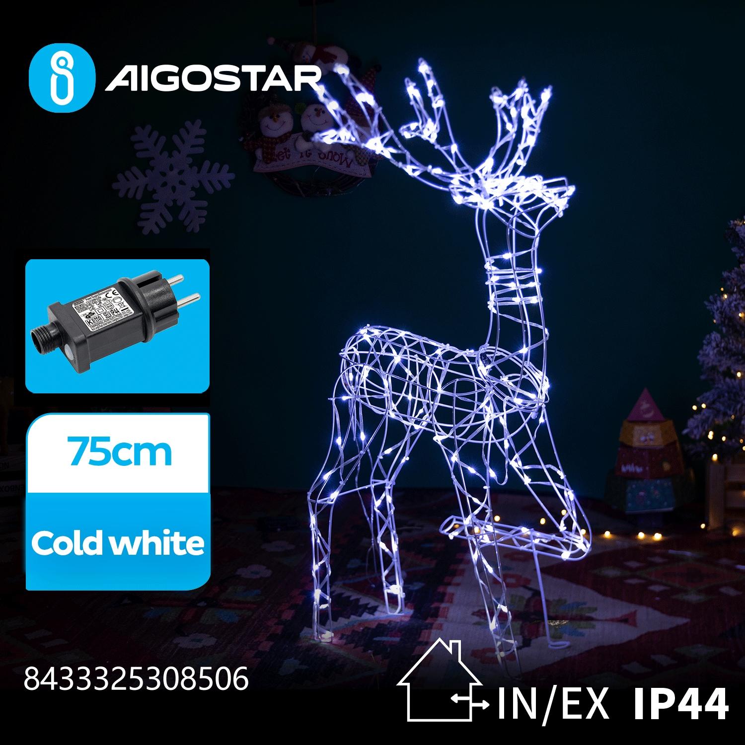 Low voltage Christmas reindeers light, cold white, 75cm