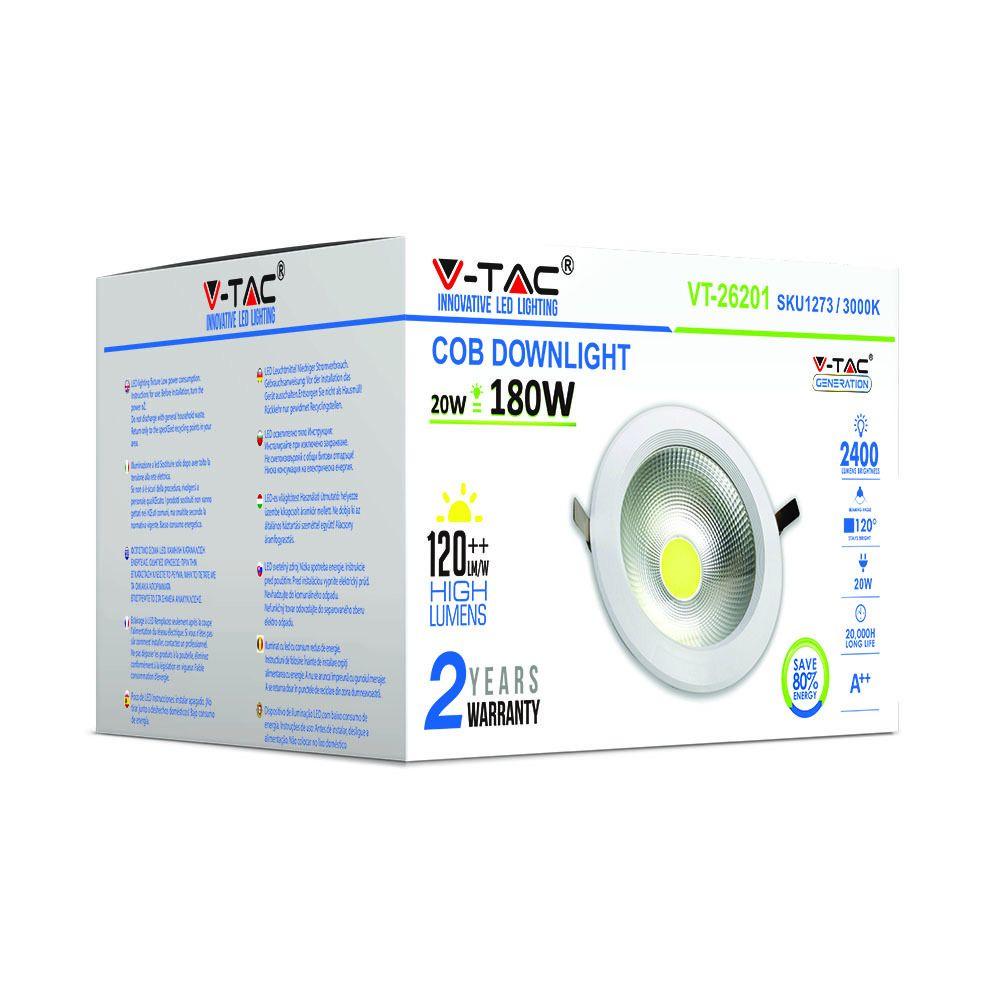 VT-26201 20W LED REFLECTOR COB DOWNLIGHTS 4000K (120LM/W)