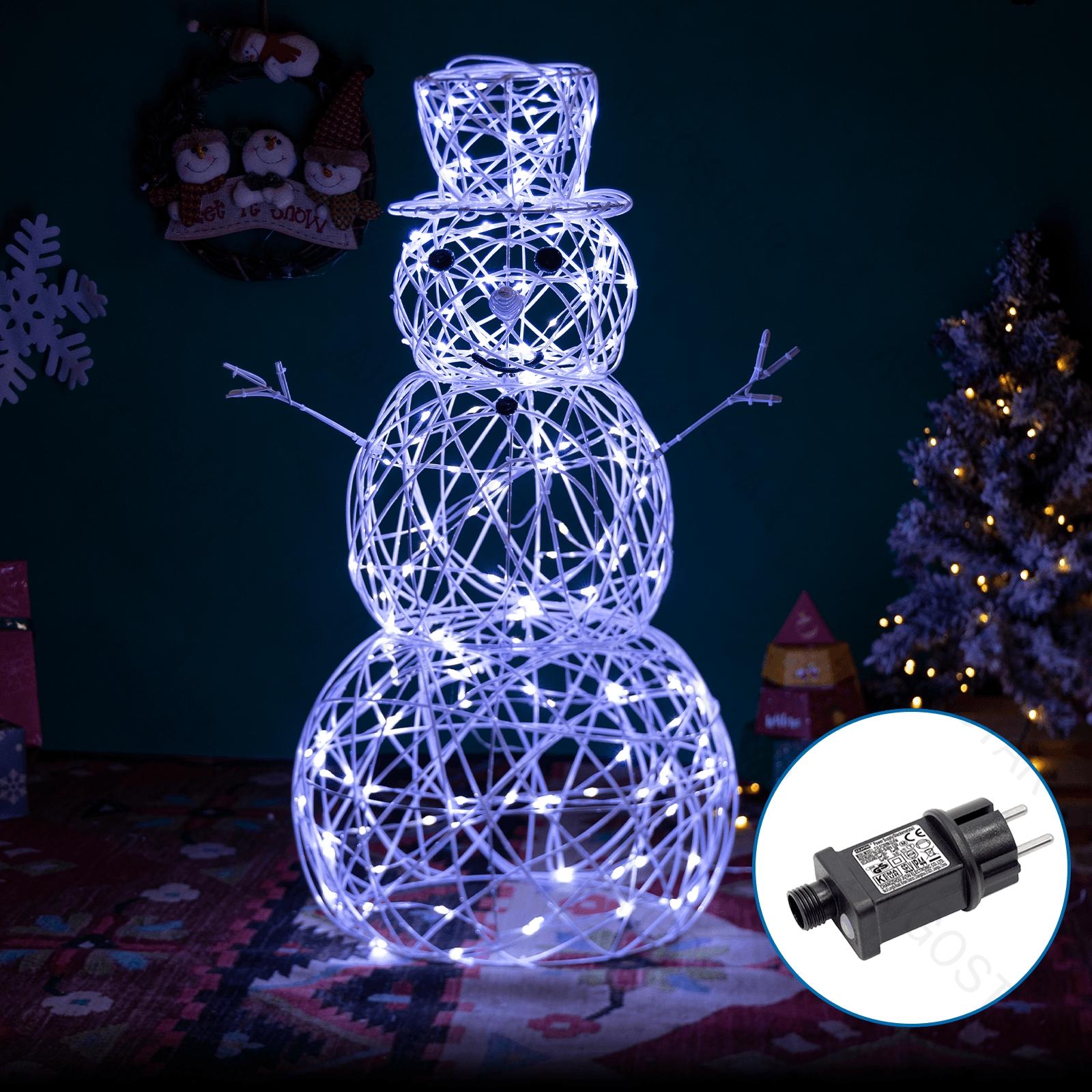 Low voltage acrylic snowman, cold white, 120cm