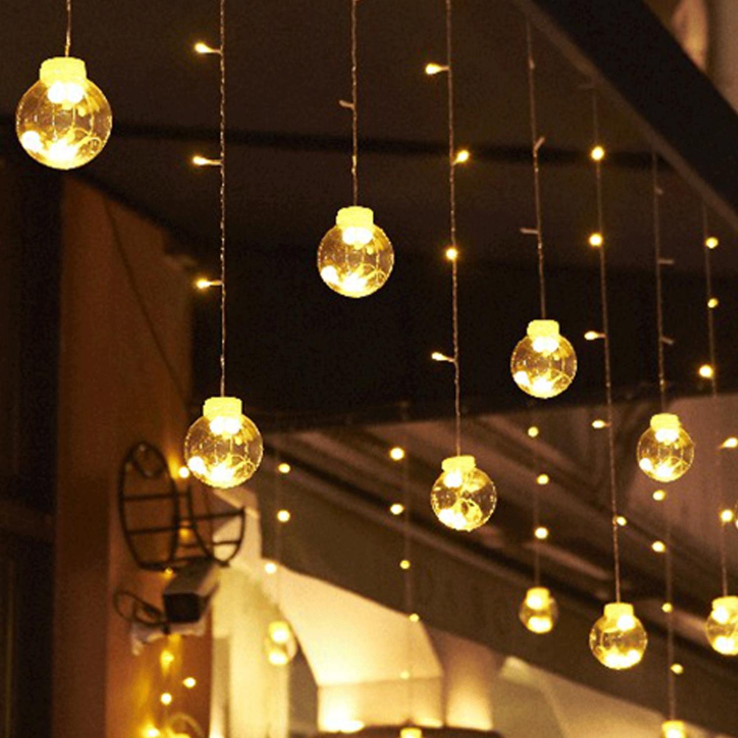 Low voltage connectable string lights, wishing balls (wave), warm white, 3m+3m*0.6m, 12strips