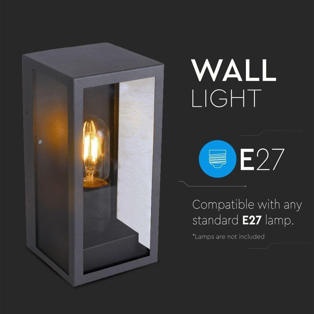 VT-837 E27 WALL LAMP MATT BLACK-CLEAR GLASS