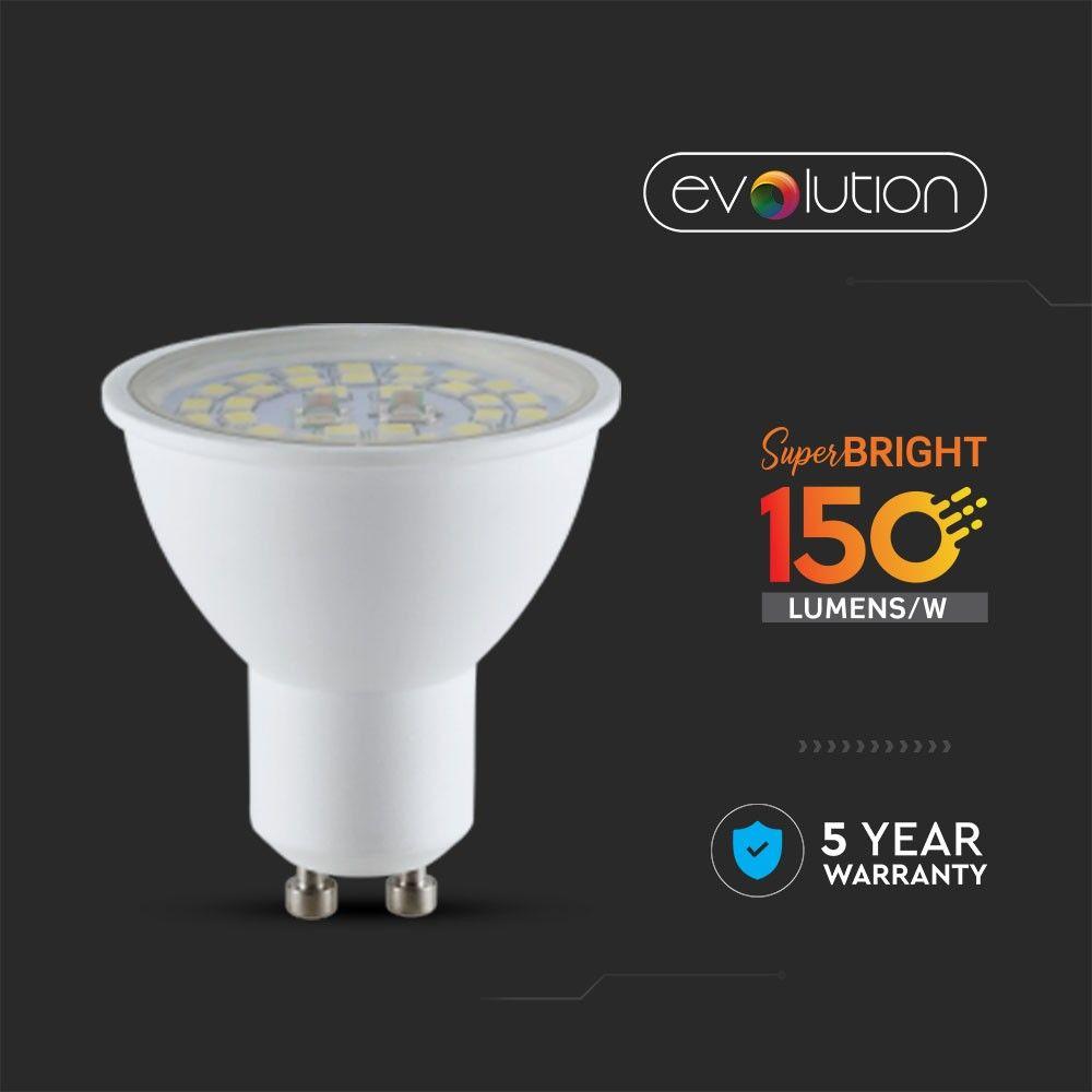 5W GU10 Żarówka LED, Klosz Transparentny, Barwa:3000K, Skuteczność: 160lm/W, Trzonek: GU10, VTAC, SKU 2837