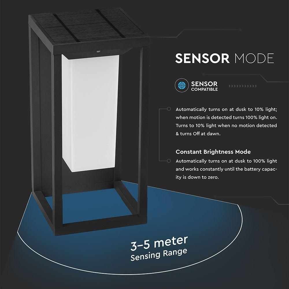 2W Lampa ścienna LED solarna, Chip SAMSUNG, Barwa:3000K, Obudowa: Szara, VTAC, SKU 21784