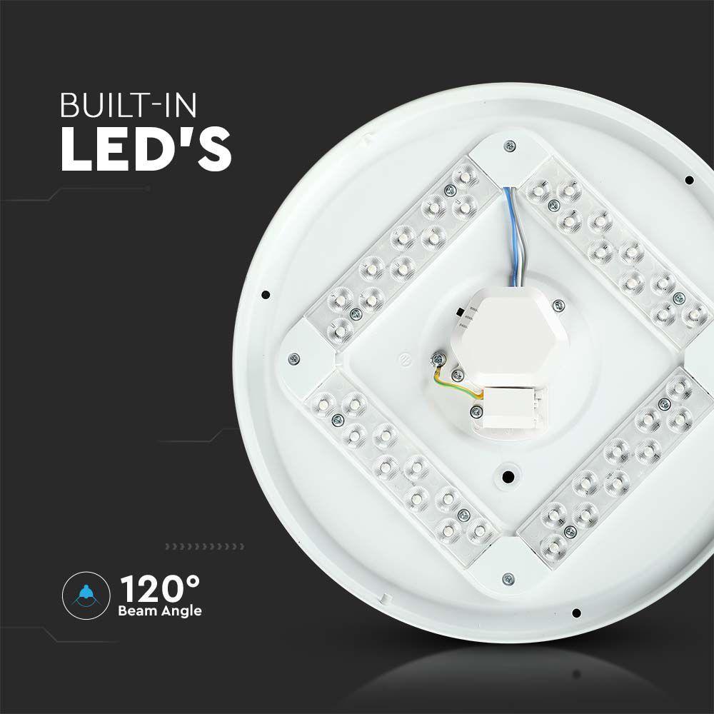 24W Plafon LED DOME, Średnica: 350, Klosz: Mleczny, Barwa:3w1, VTAC, SKU 217607