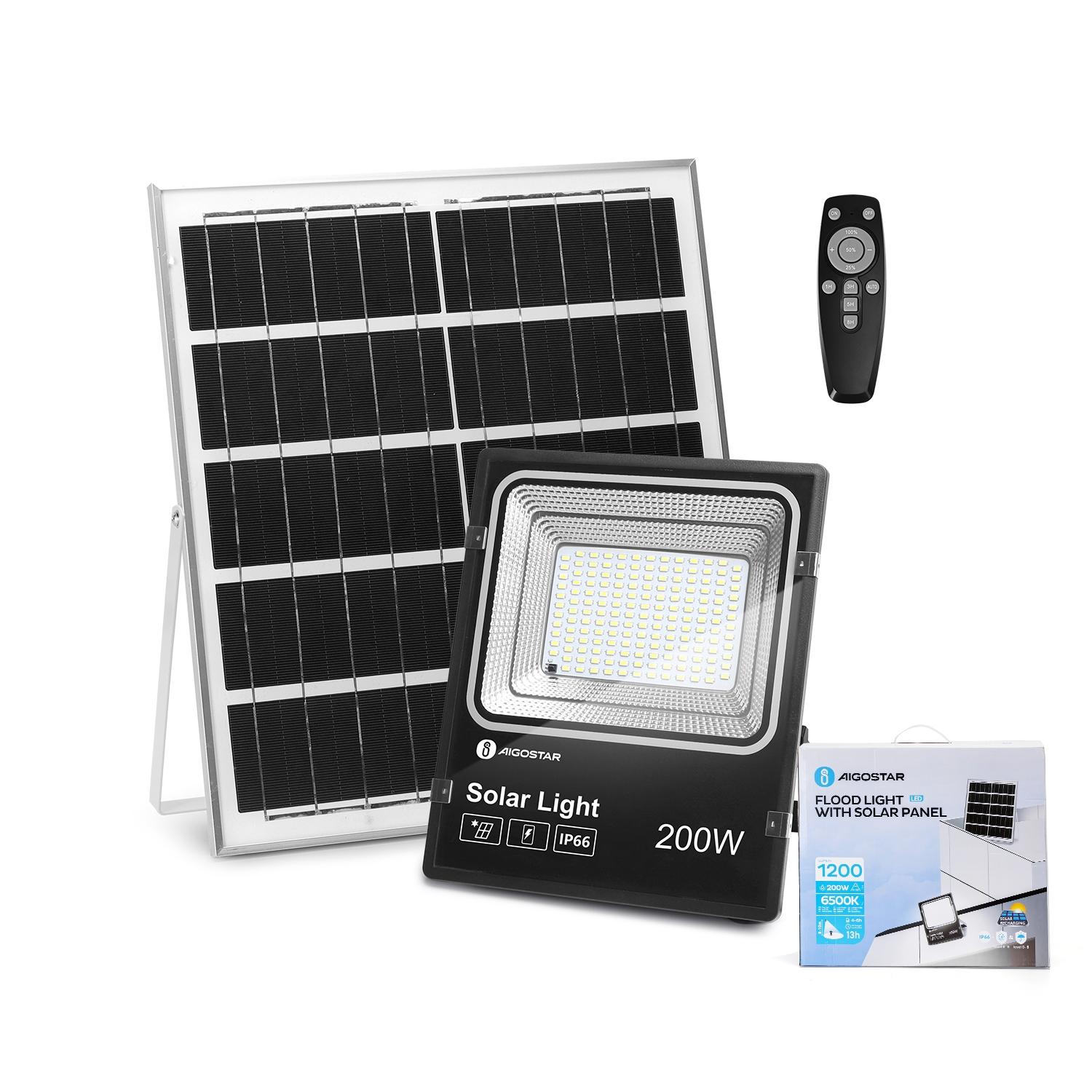 Naświetlacz solarny LED z panelem słonecznym 200W 2000lm 6500K IP66