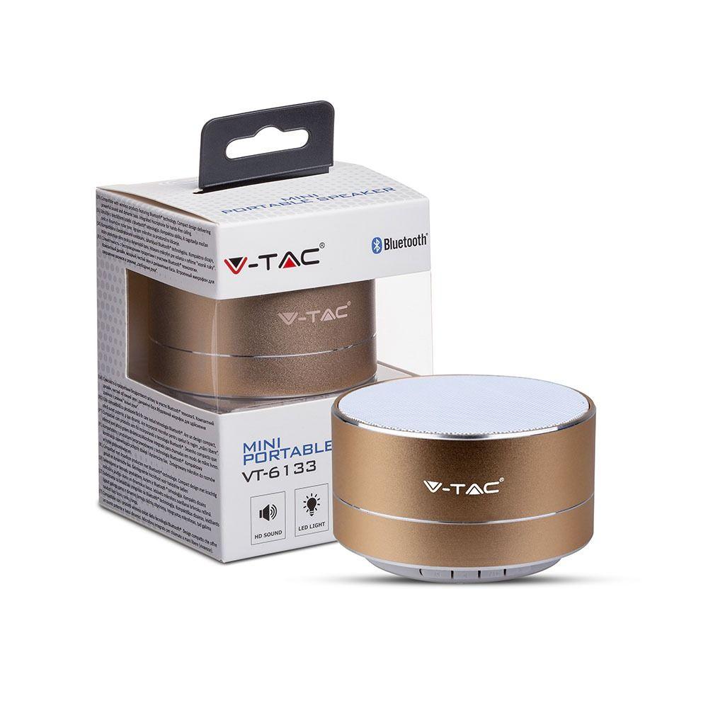 VT-6133 METAL BLUETOOTH SPEAKER WITH MIC & TF CARD SLOT-400mah BATTERY-GOLD