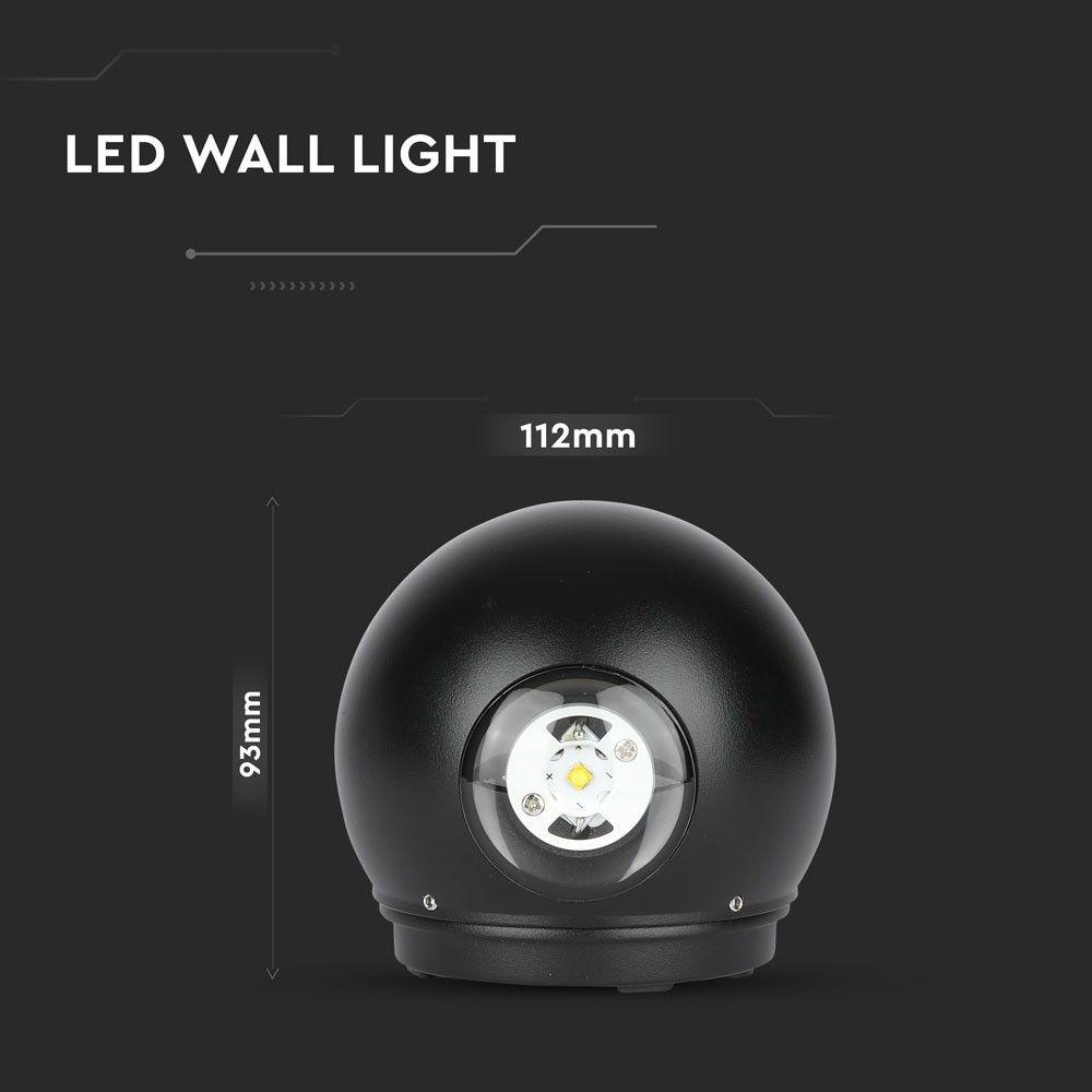 6W Lampa ścienna LED, Barwa:3000K, Obudowa: Czarna, VTAC, SKU 8303