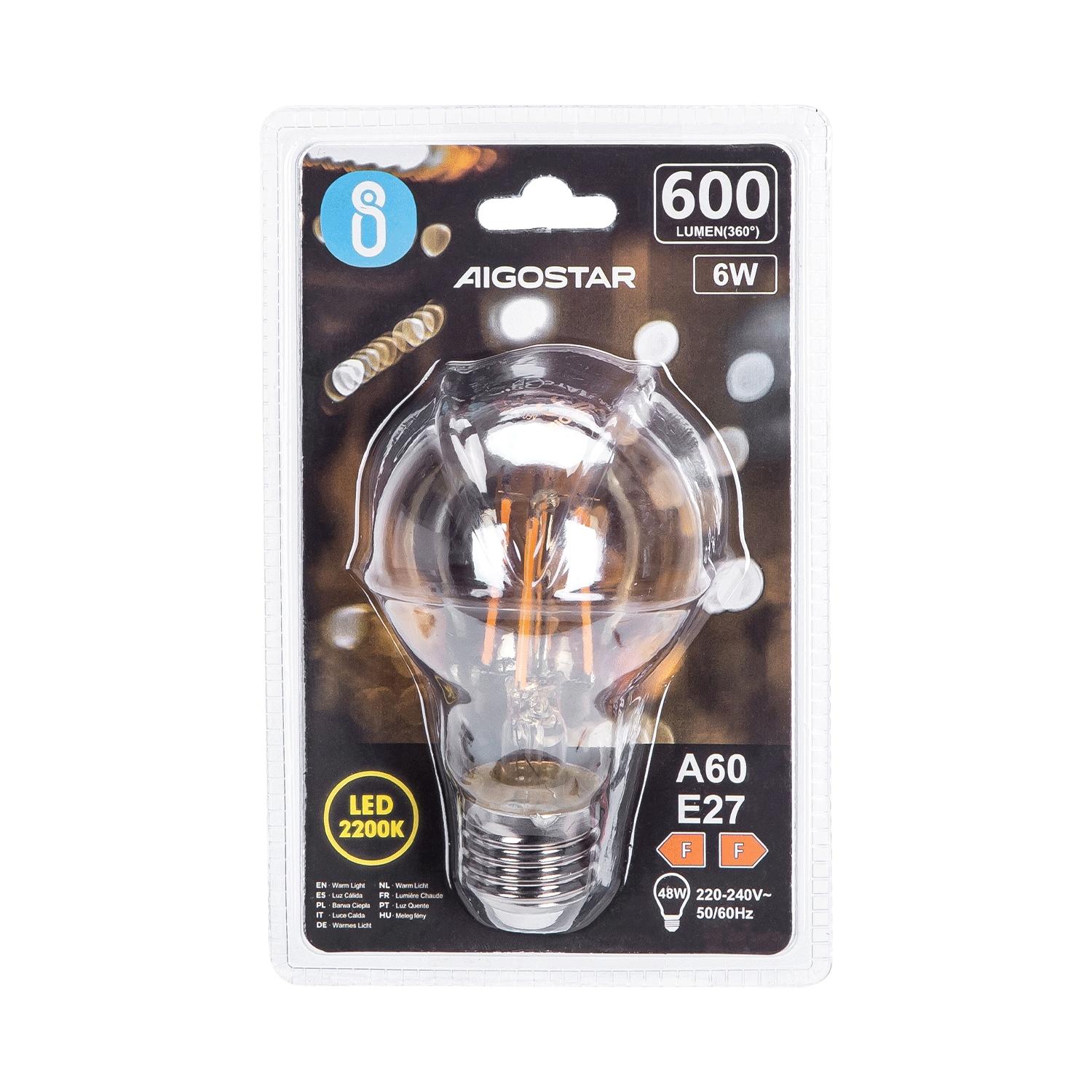 LED Filament Bulb (Amber) A60 E27 6W