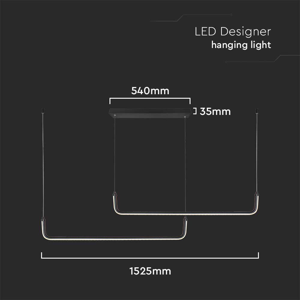 24W Lampa wisząca dekoracyjna LED 4000K, Kolor: Czarny      , VTAC, SKU 6941