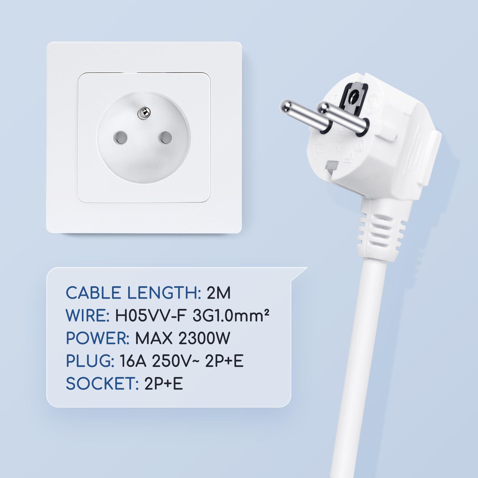 Extension Cords H05VV-F 3G1.0m㎡ 2m White