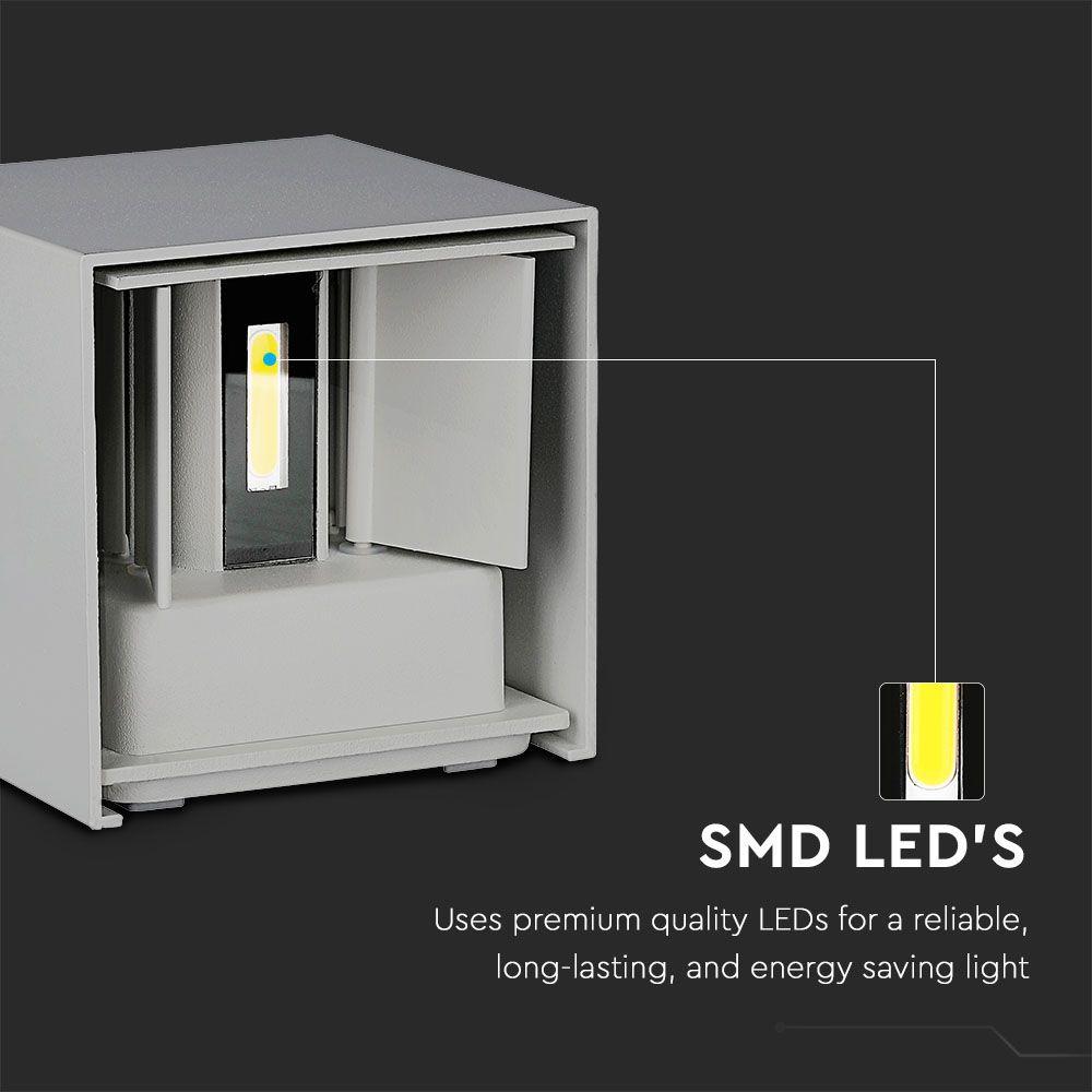 12W Kinkiet kwadratowy LED, CHIP BRIDGELUX, Barwa:3000K, Szary, VTAC, SKU 8531