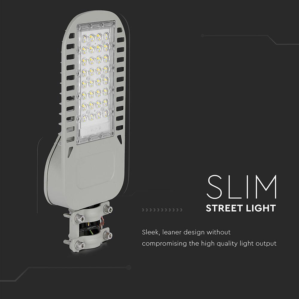 50W Lampa uliczna LED Slim, Chip SAMSUNG, Barwa:4000K, Wydajność: 135lm/w, VTAC, SKU 21958