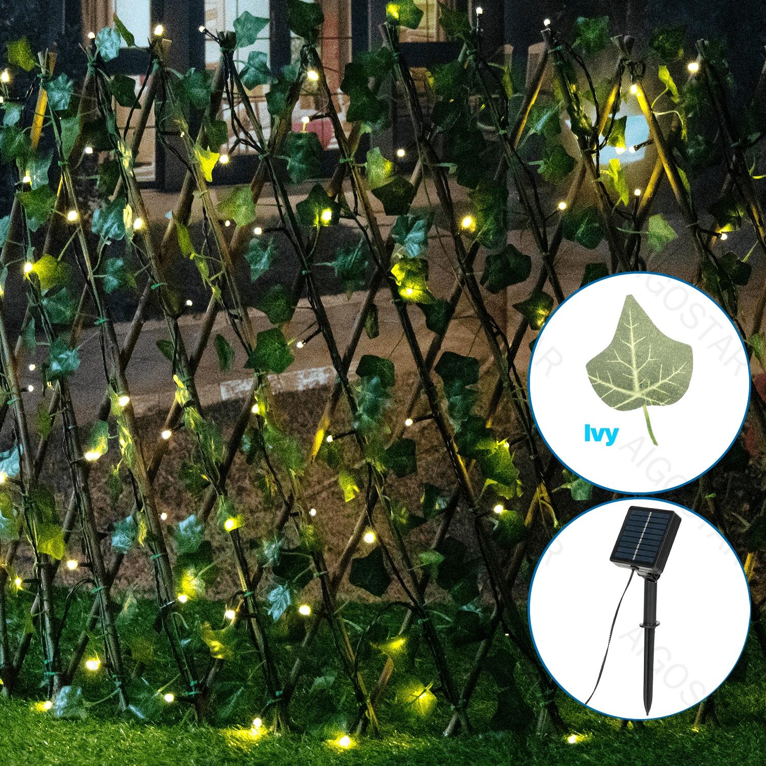 Solar simulation plant-Fence-creeper-dark green-2700K-2M+H0.7M-102LED-8blinkIP65