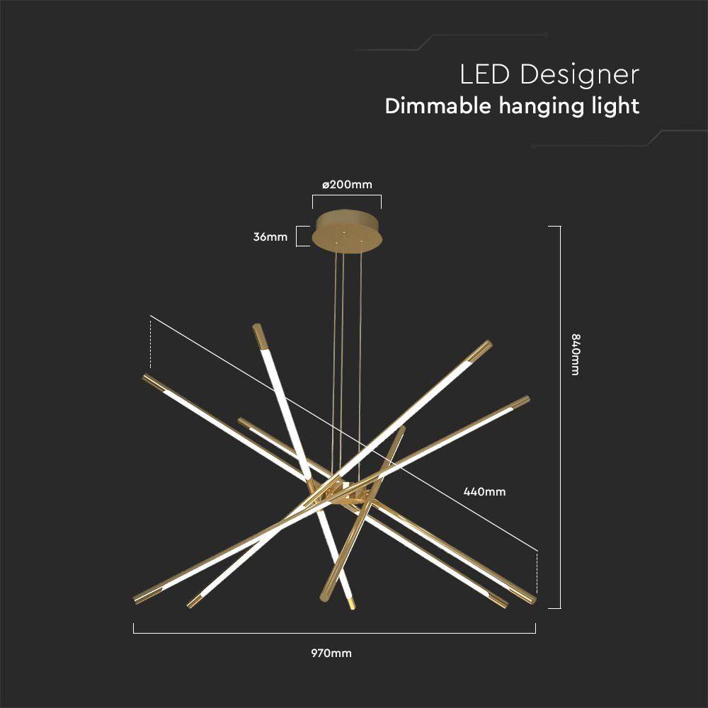 50W Dekoracyjna lampa wisząca LED D:85xH31xH120CM 3000K, Obudowa: Złota      , VTAC, SKU 15343