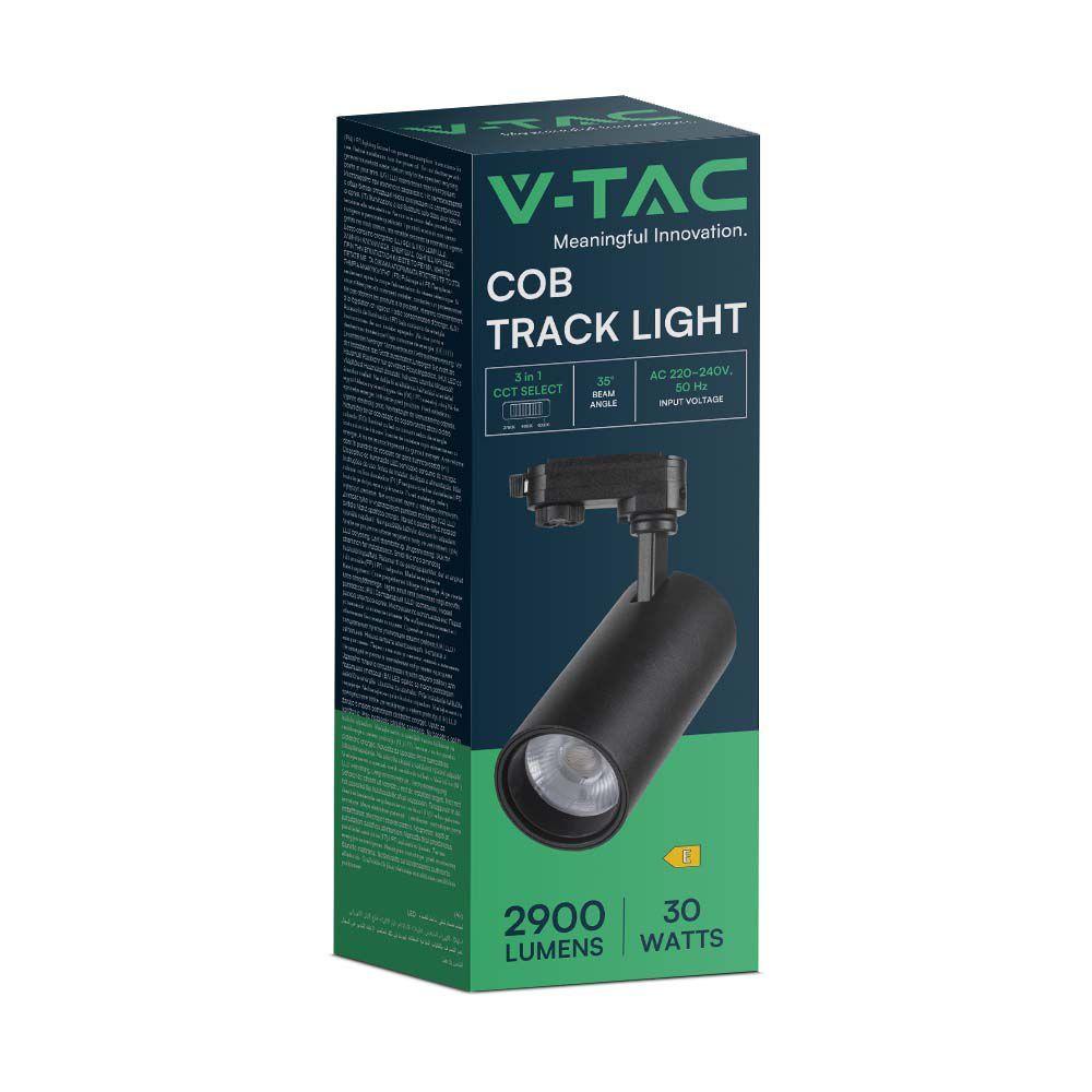 VT-47030 30W COB LED TRACKLIGHT 3in1 BLACK BODY, BLACK REFLECTOR, BLACK BACK COVER