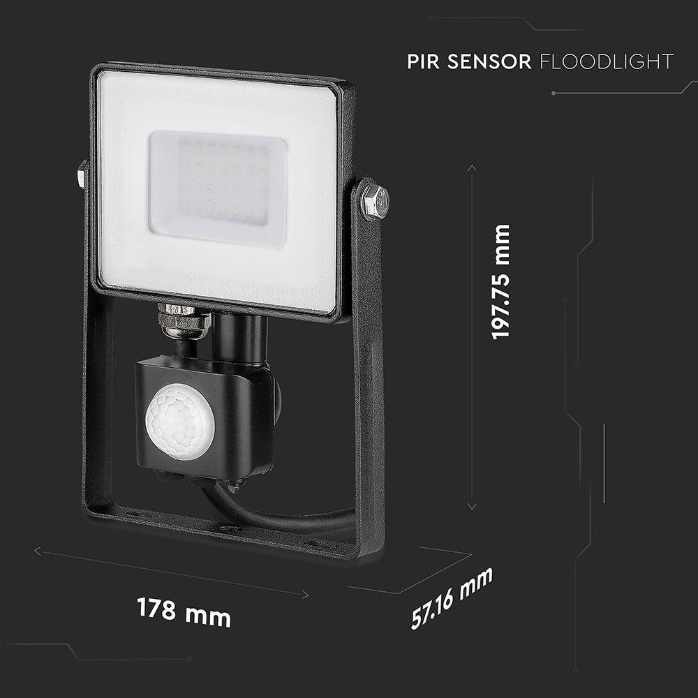 VT-30-S 30W SMD PIR SENSOR FLOODLIGHT SAMSUNG CHIP 4000K BLACK BODY