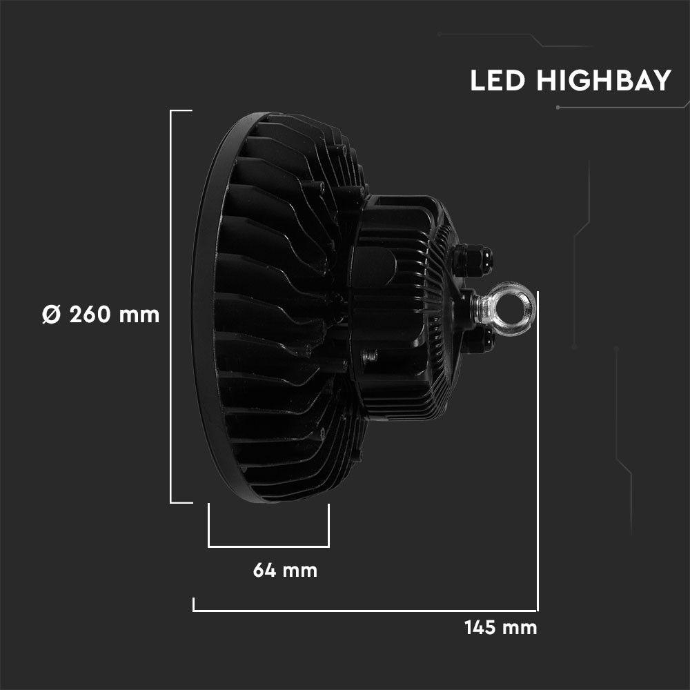 200W HIGHBAY, Zasilacz: MEANWELL, Chip SAMSUNG, Barwa:6400K, Obudowa: Czarna, Skuteczność: 140lm/W, VTAC, SKU 58111