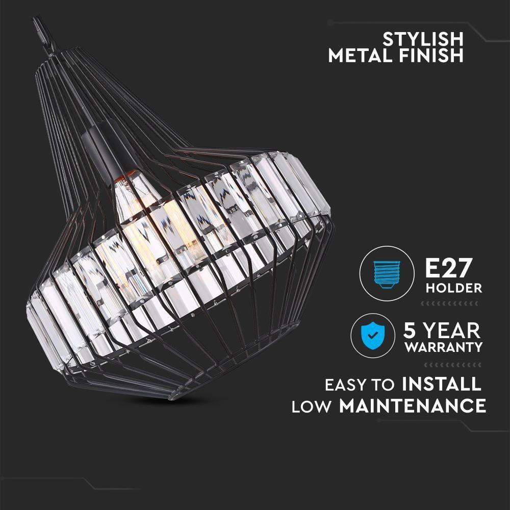 VT-7334 METAL W/CRYSTAL (TOP) PENDANT LIGHT D:300*360MM-E27