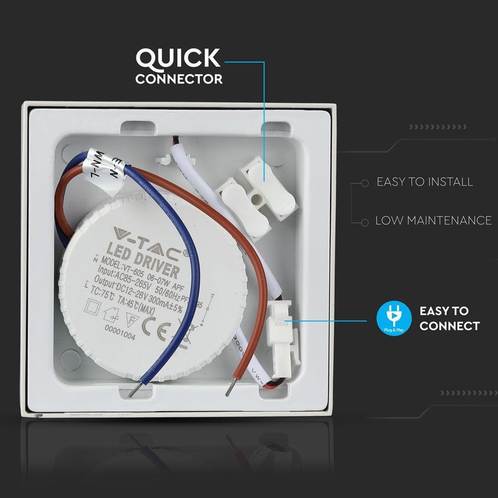 SQ 6W Panel LED, Barwa:4000K, Kwadratowa, VTAC, SKU 4908