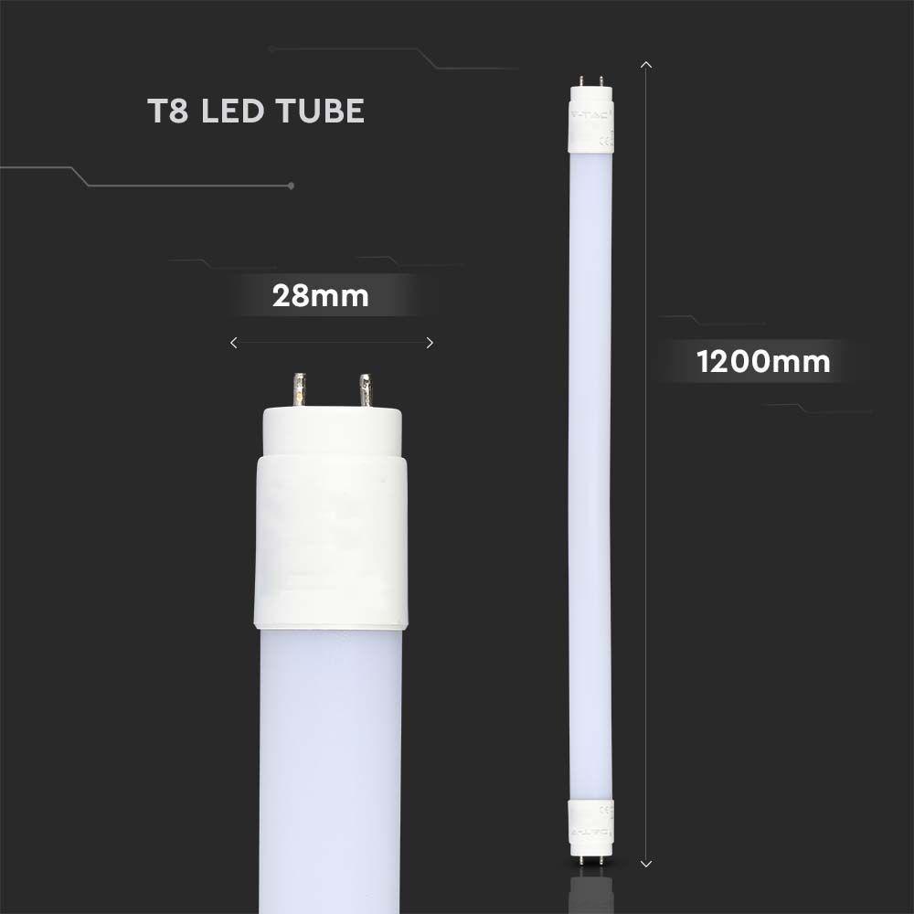 18W Świetlówki LED PLASTIK T8 120cm, Barwa:6500K, Trzonek:G13, VTAC, SKU 216264