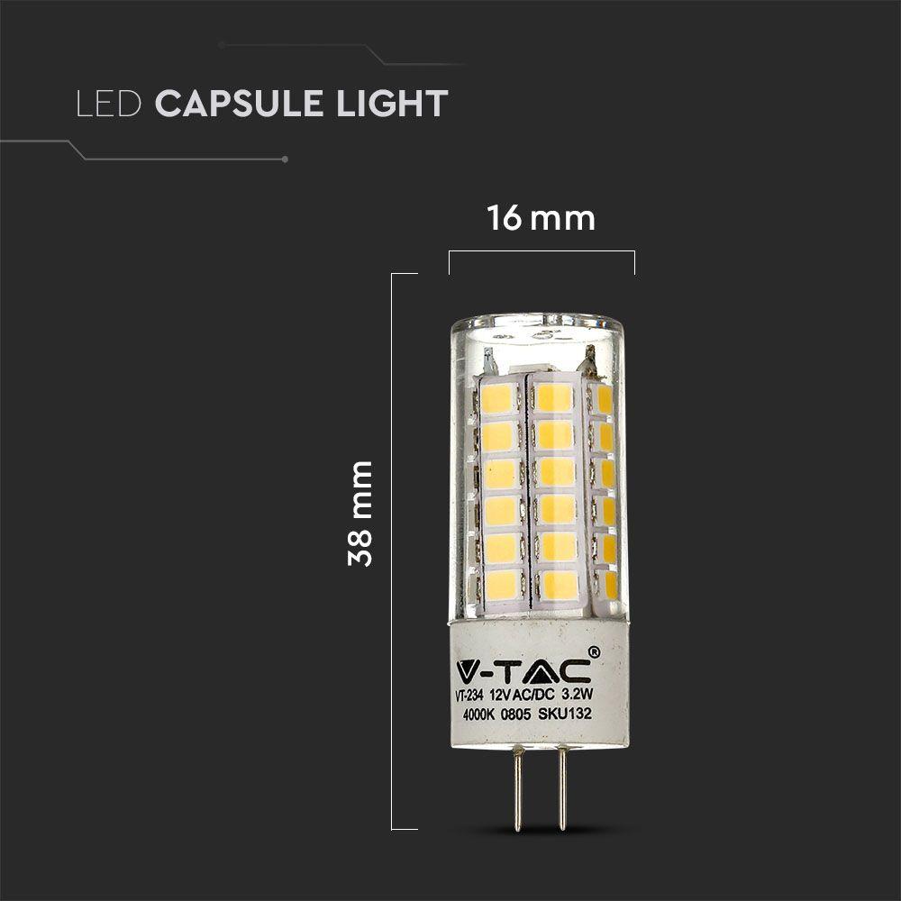 3.2W Żarówka LED, Chip SAMSUNG, Barwa:4000K, Trzonek:G4, VTAC, SKU 132