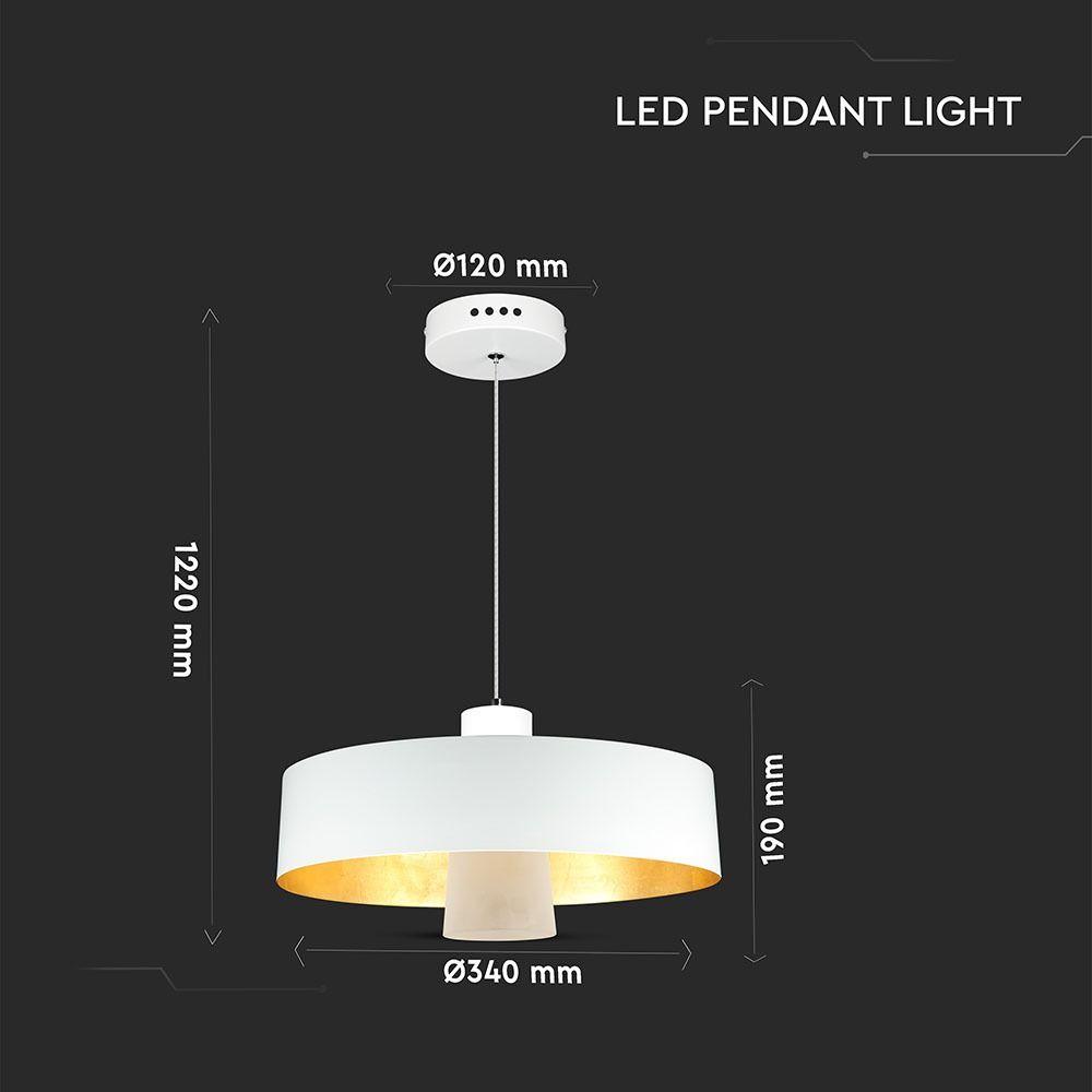 7W Lampa Wisząca LED, Klosz: Akryl, Biały, Barwa:4000K, VTAC, SKU 3933