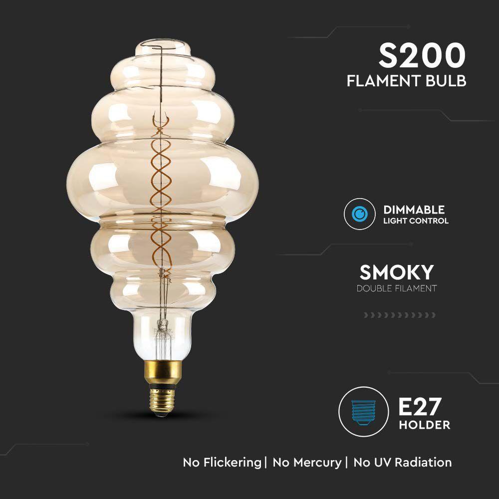 VT-2188D 8W S200 LED SMOKY DOUBLE FILAMENT BULB 1800K E27 DIMMABLE