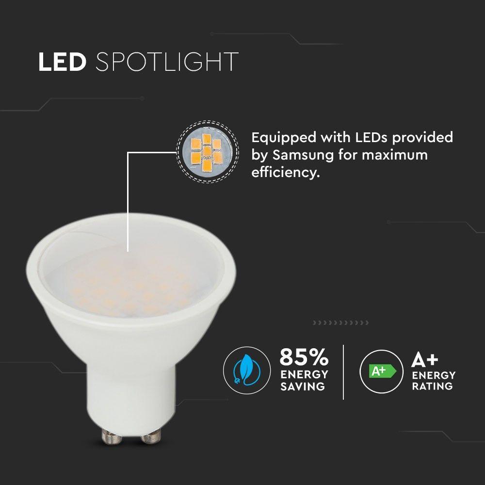 5W GU10 Żarówka LED, Chip SAMSUNG, Barwa:4000K, Kąt 110', Trzonek:GU10, VTAC, SKU 202