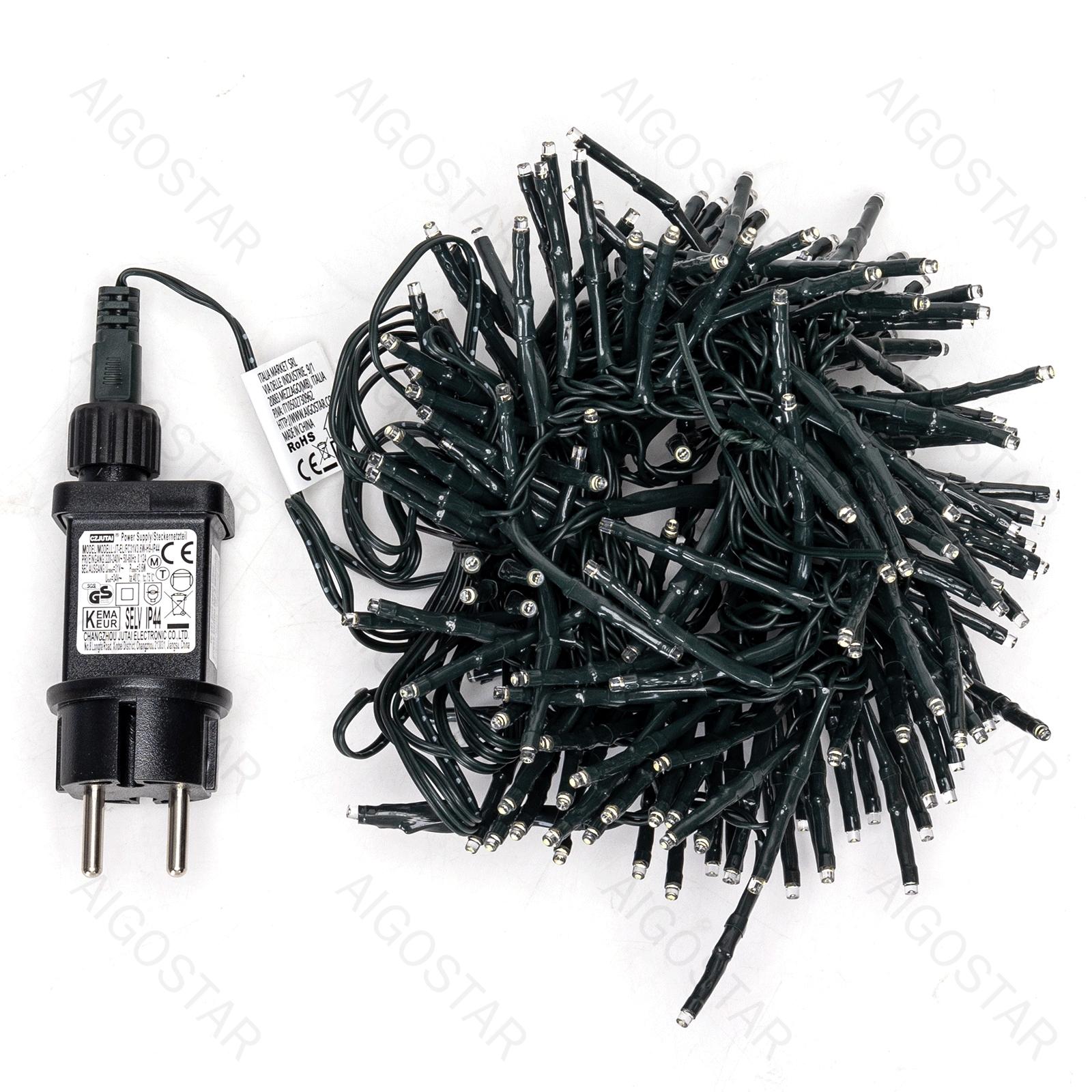 Low Voltage Firecracker Flat String Lights-Cool White-3M+5M-200LED-2.5CM/LED-green black wire-8blink+time+IP44