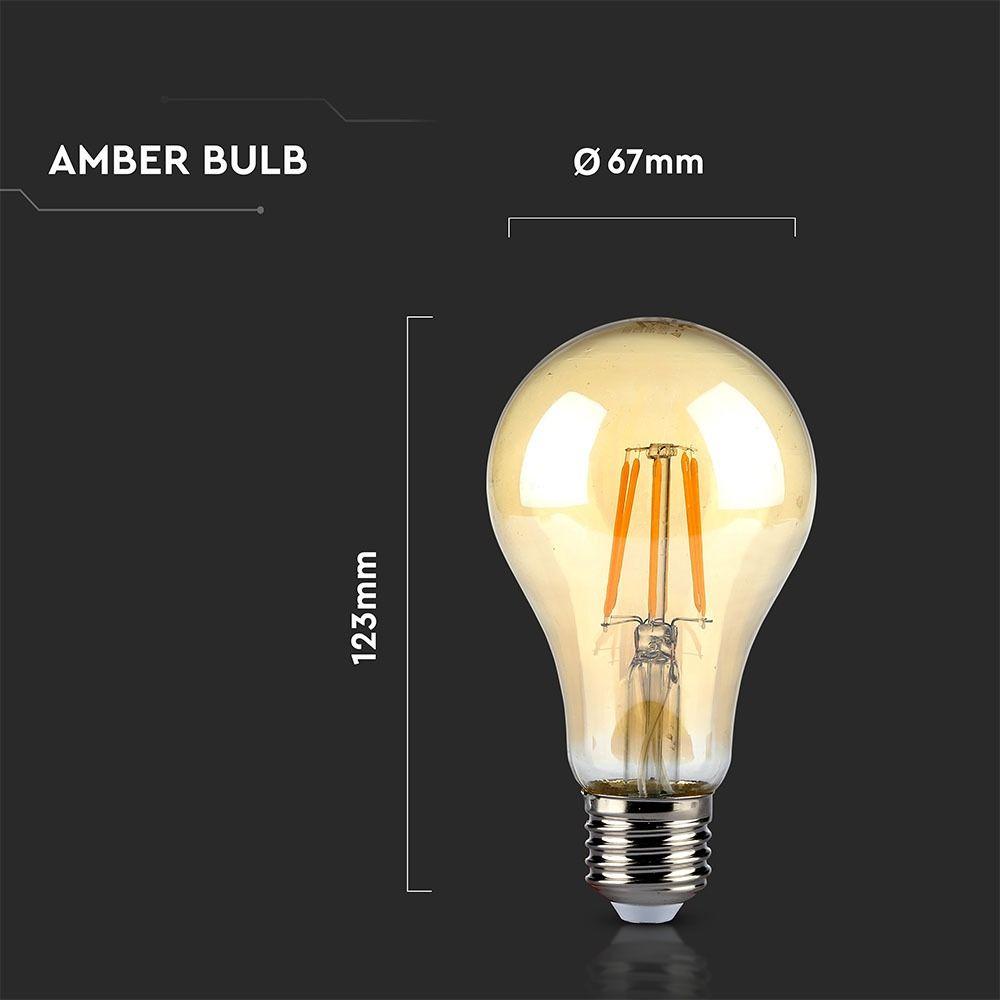 VT-2028 10W A67 LED FILAMENT BULB AMBER GLASS 2200K E27