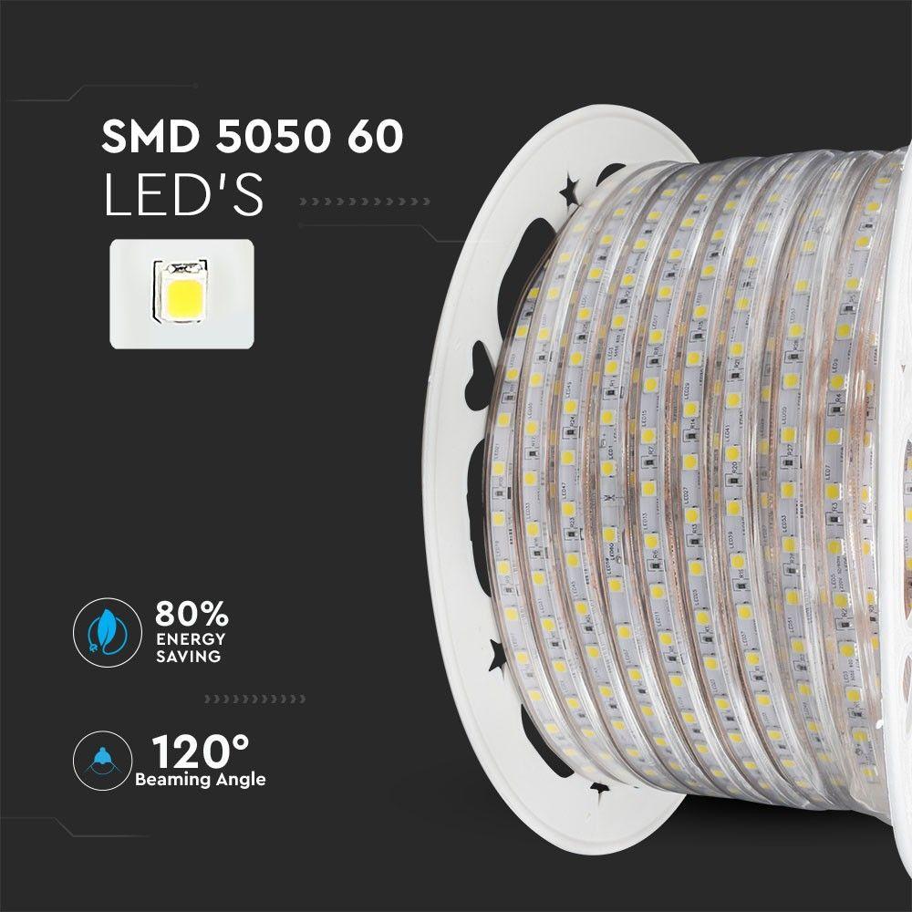 Taśma LED, Barwa:3000K, IP66, Zasilanie: 220V, Rolaka:50m, VTAC, SKU 2635