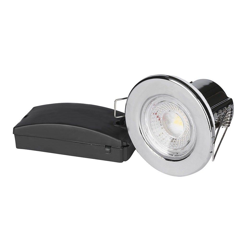 VT-885 5W SPOTLIGHT FIRERATED FITTING SAMSUNG CHIP 3000K -CHROME DIMMABLE