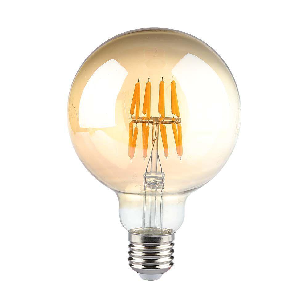 8W G95 Żarówka LED Filament, Klosz Bursztynowy, Barwa:2200K, Trzonek:E27, VTAC, SKU 217145