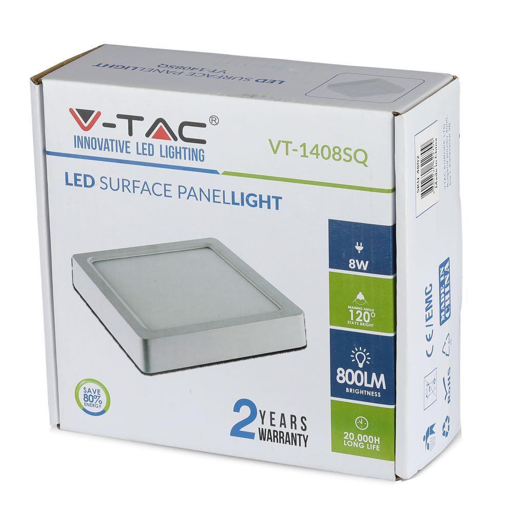 8W Panel LED , Barwa:3000K , Kwadratowa, VTAC, SKU 4802