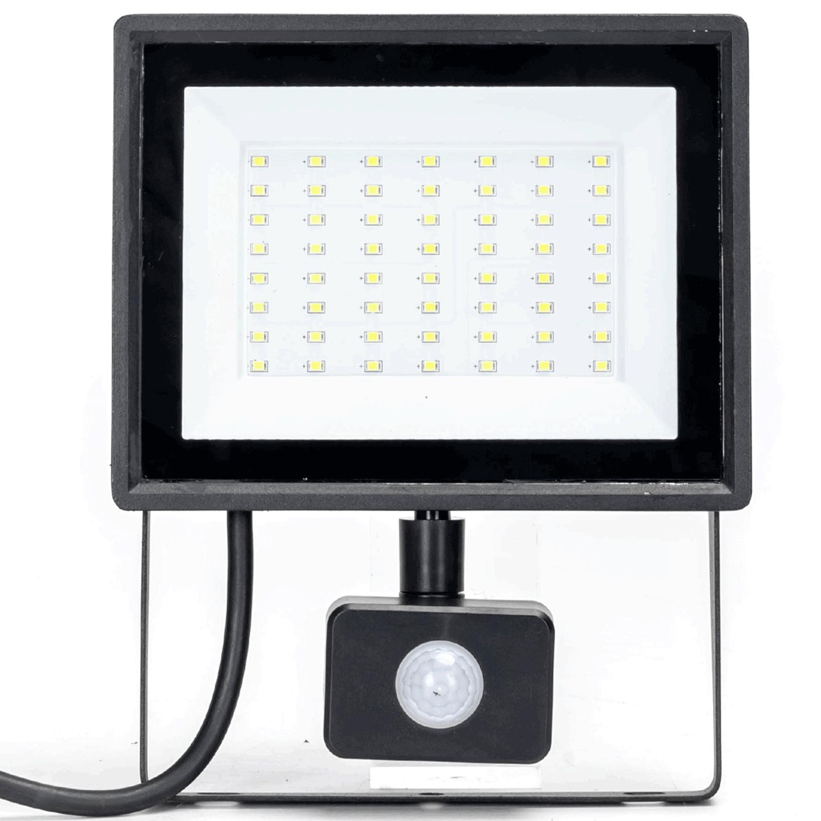 LED Motion Sensor Floodlight Black 50W (Die-casting)