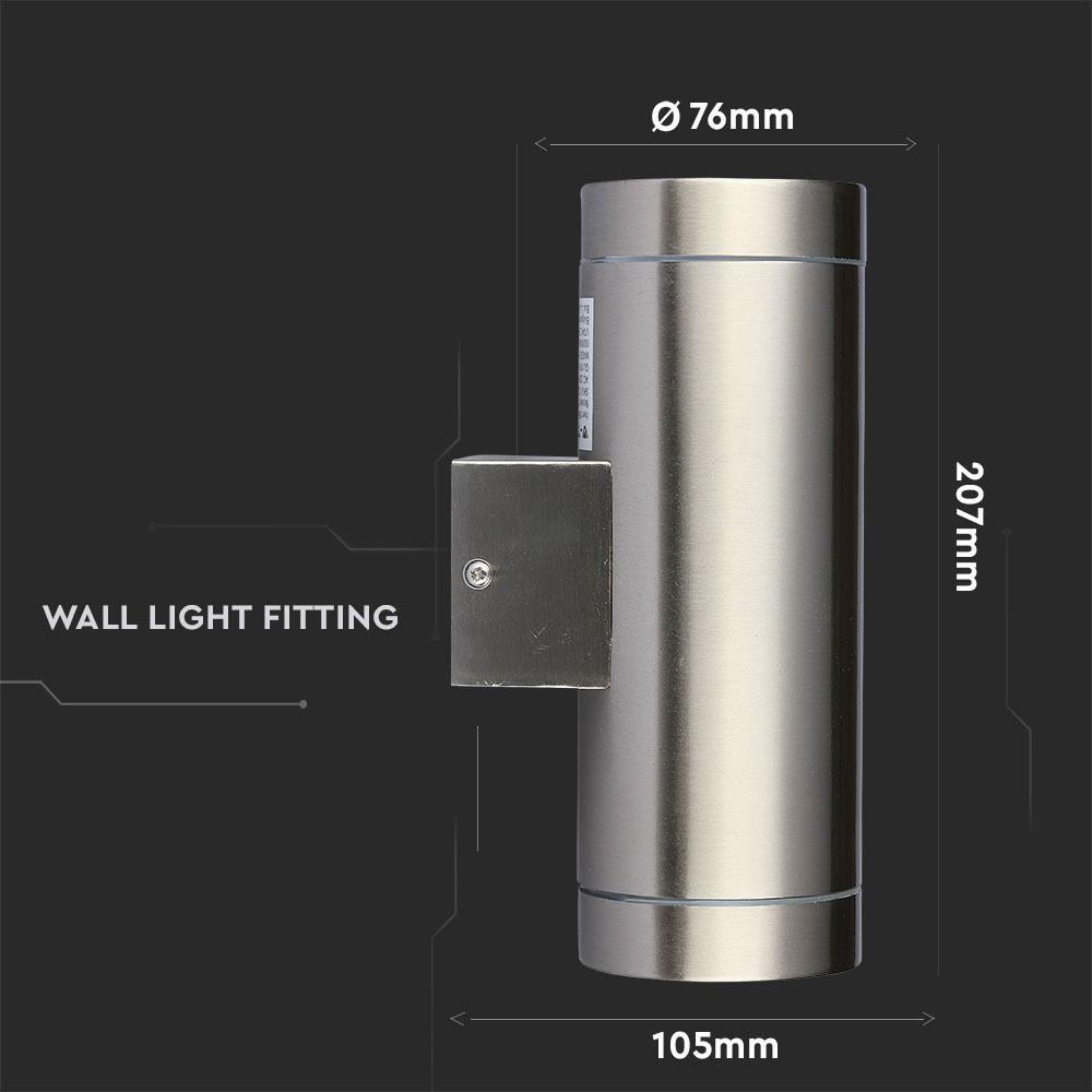 VT-7642 2 WAY GU10 WALL FITTING,STAINLESS STEEL BODY, IP44