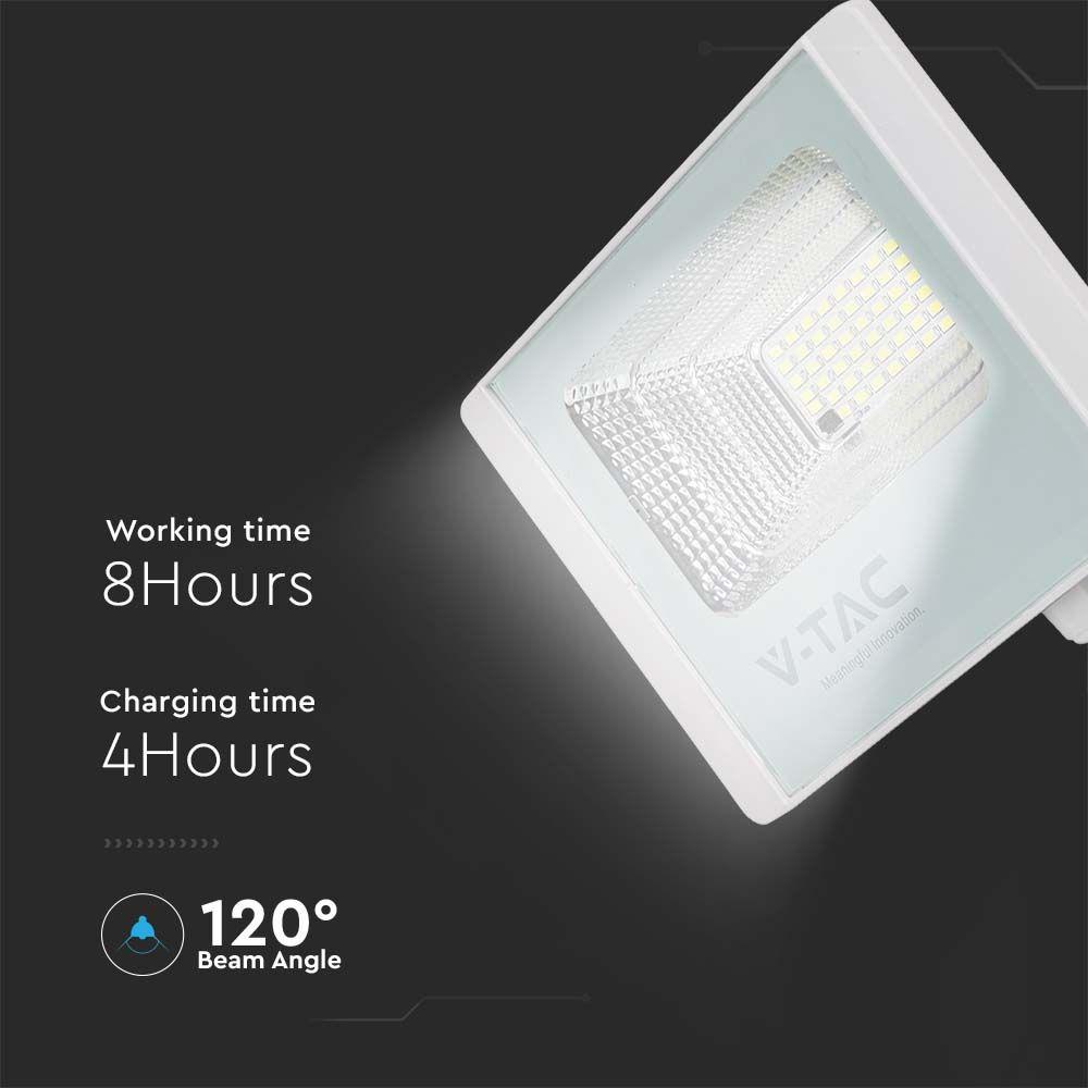 16W Naświetlacz LED z panelem solarnym, Barwa: 4000K, Obudowa: Biała , VTAC, SKU 10406