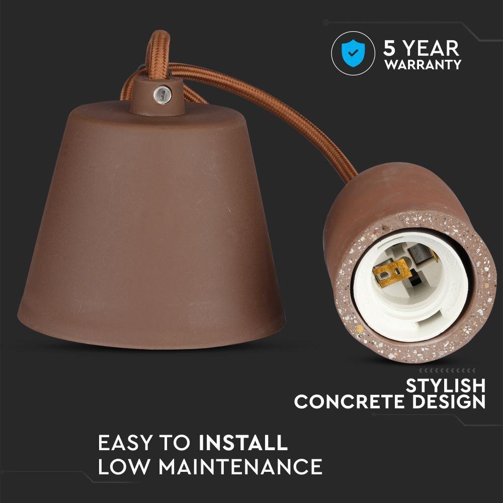 VT-7668 E27 CONCRETE PENDANT LIGHT-BROWN