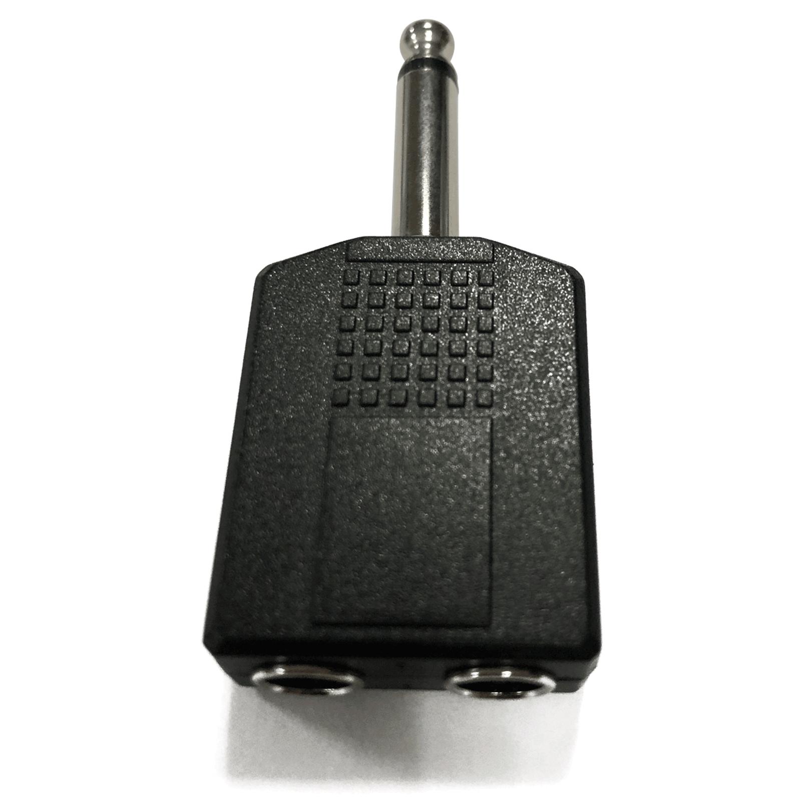 Audio/Video Connector 6.35 Male to 2*6.35 Female Black