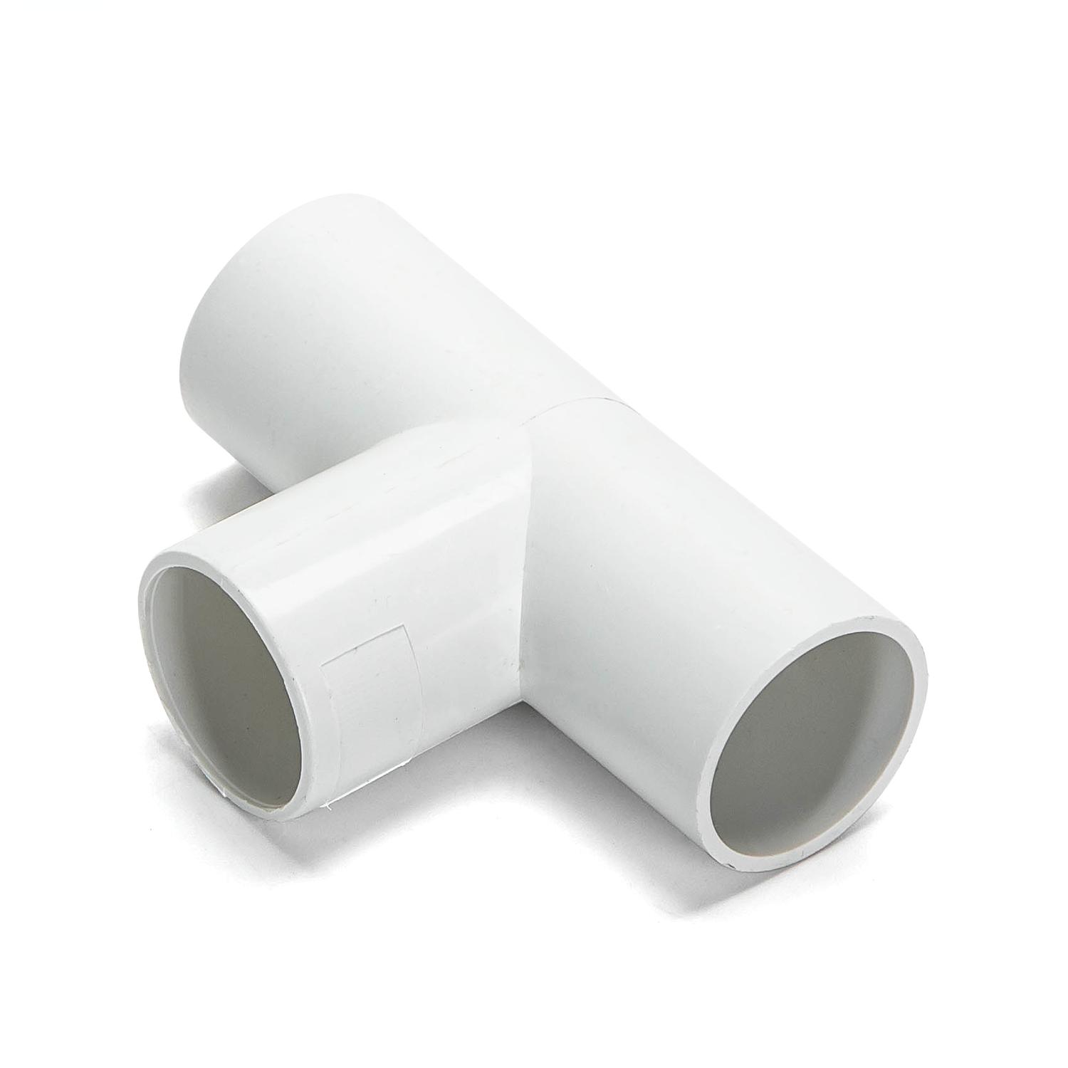 PVC Round Wire Duct Tee Bend White 25mm 4PCS