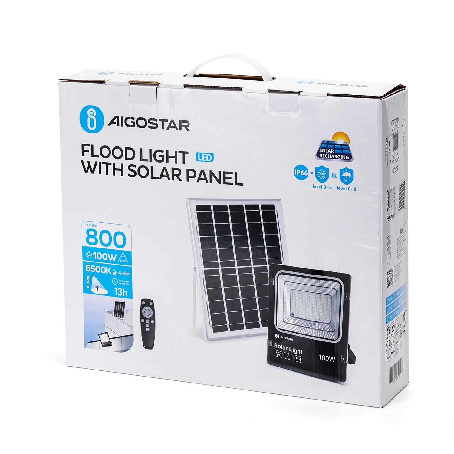 Naświetlacz solarny LED z panelem słonecznym 100W 1000lm 6500K IP66