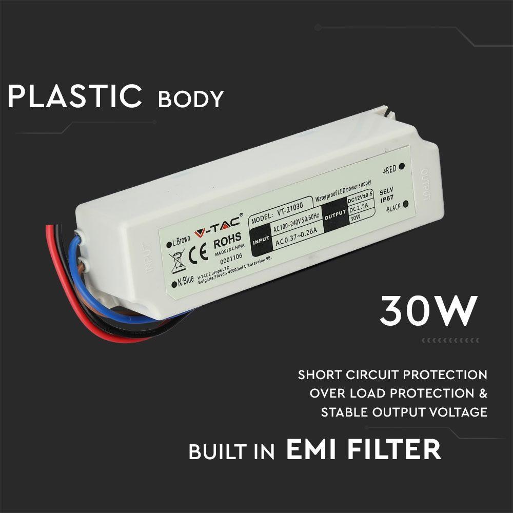 VT-21030 30W LED PLASTIC POWER SUPPLY 12V IP67