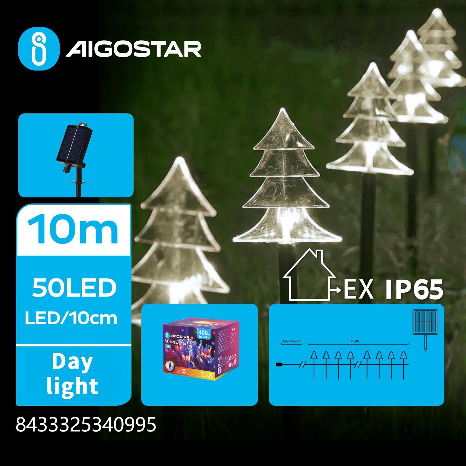 Solar Christmas tree ground-inserted light, cold white, 1m