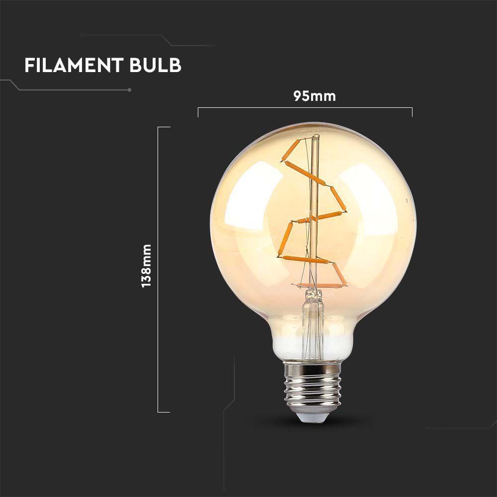 VT-2024 4W G95 LED FILAMENT BULB AMBER GLASS 2200K E27