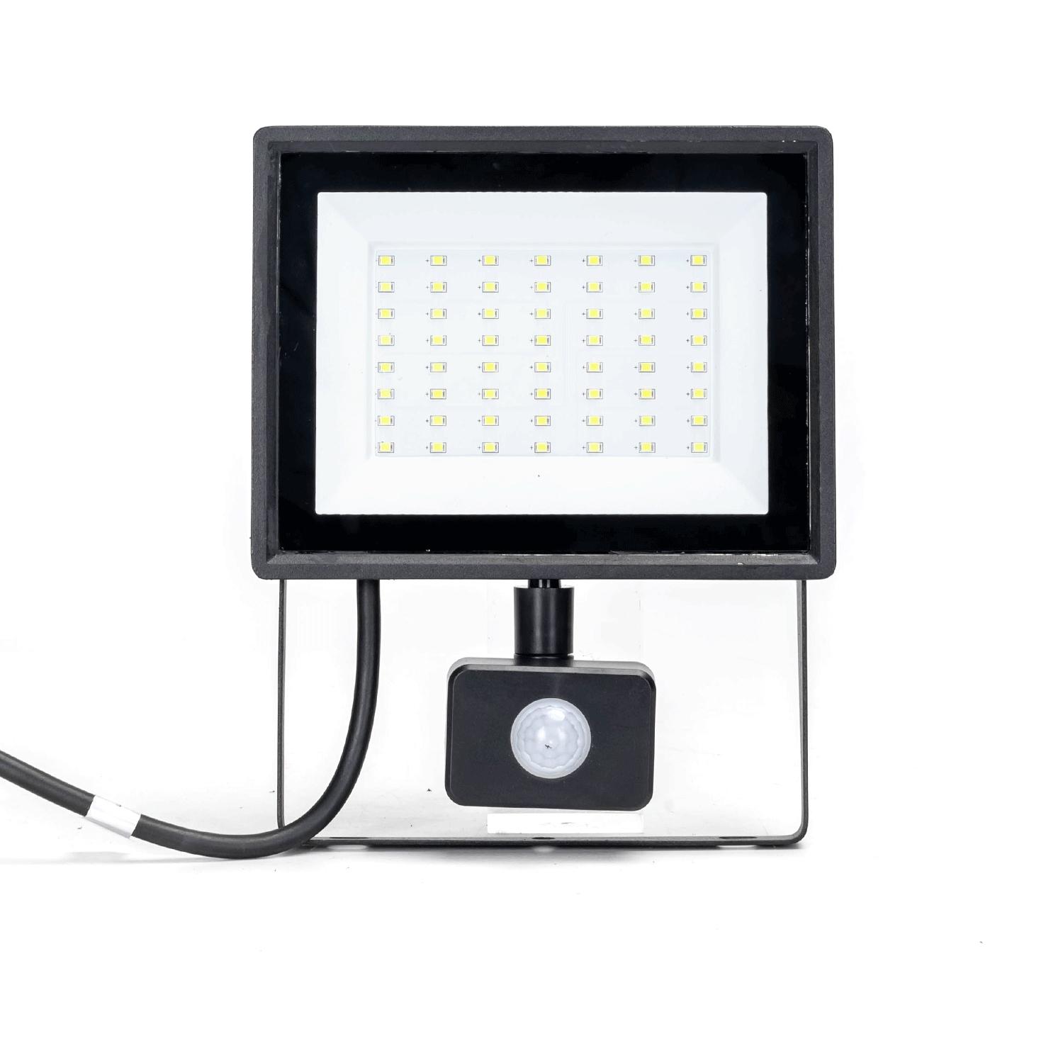 LED Motion Sensor Floodlight Black 50W (Die-casting)